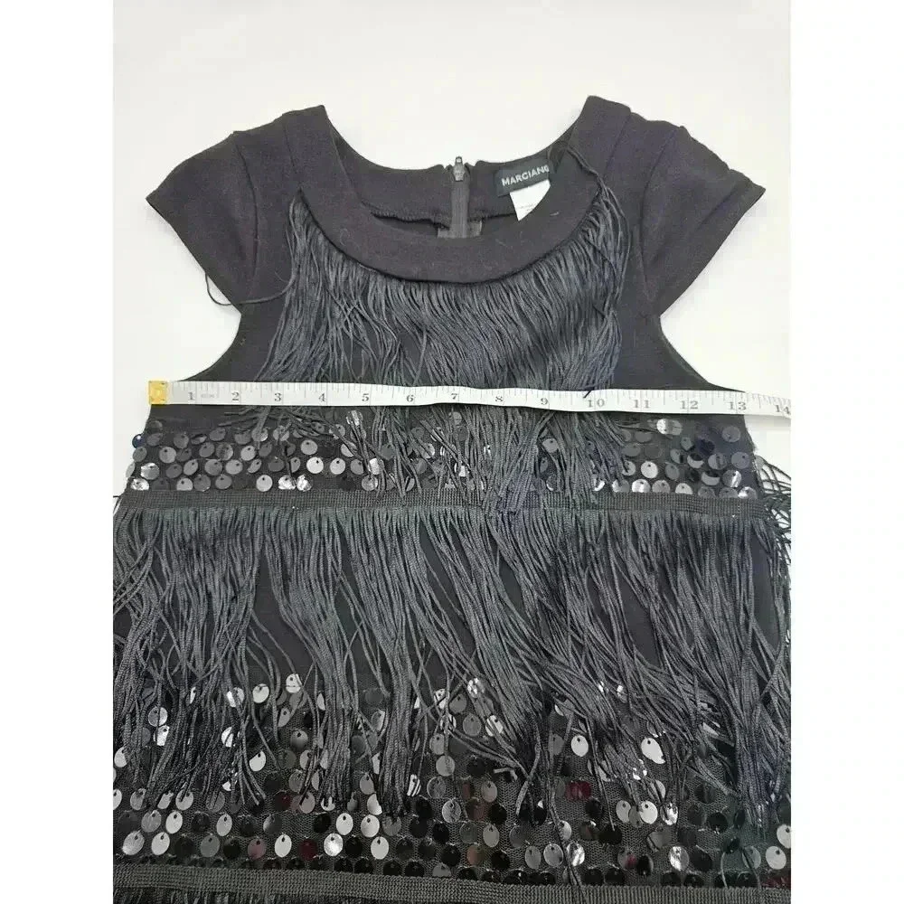 Girls Size L Marciano Black Fringe and Sequin Formal Party Dress